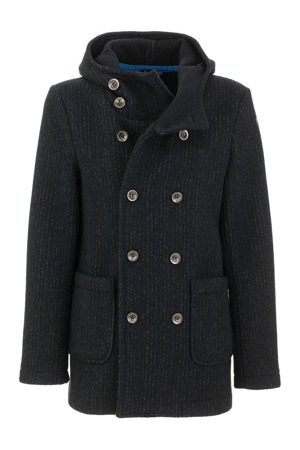 Fred Mello Sophisticated Blue Textured Coat for Men