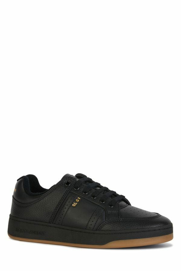 Saint Laurent Elegant Black Low-Top Leather Sneakers