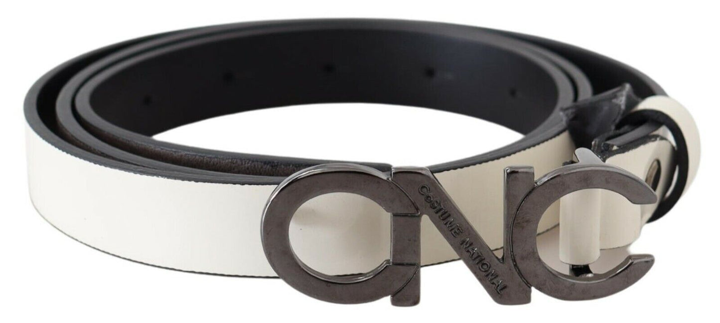 Costume National Metallic Gray Italian Leather Fashion Belt