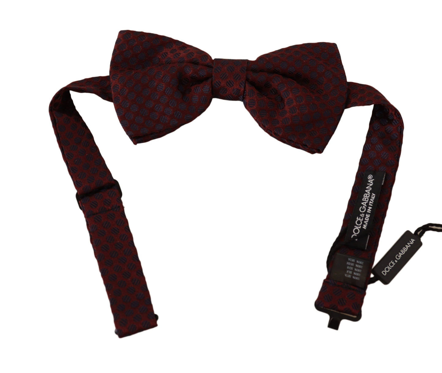 Dolce & Gabbana Maroon Silk Bow Tie with Dotted Pattern