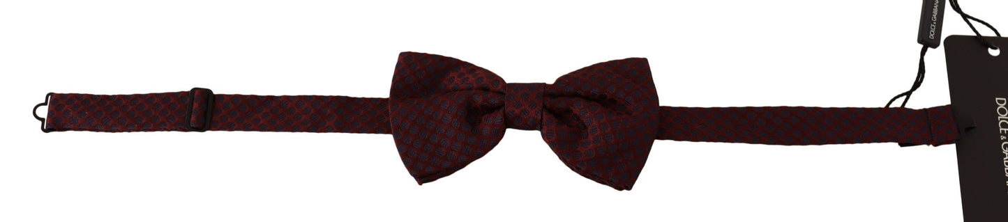 Dolce & Gabbana Maroon Silk Bow Tie with Dotted Pattern