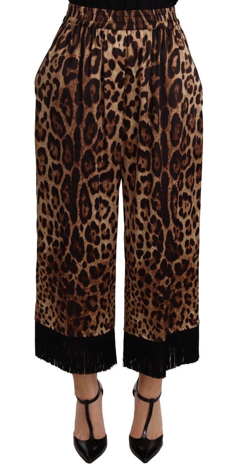 Dolce & Gabbana Elegant Leopard Print Cropped Pants