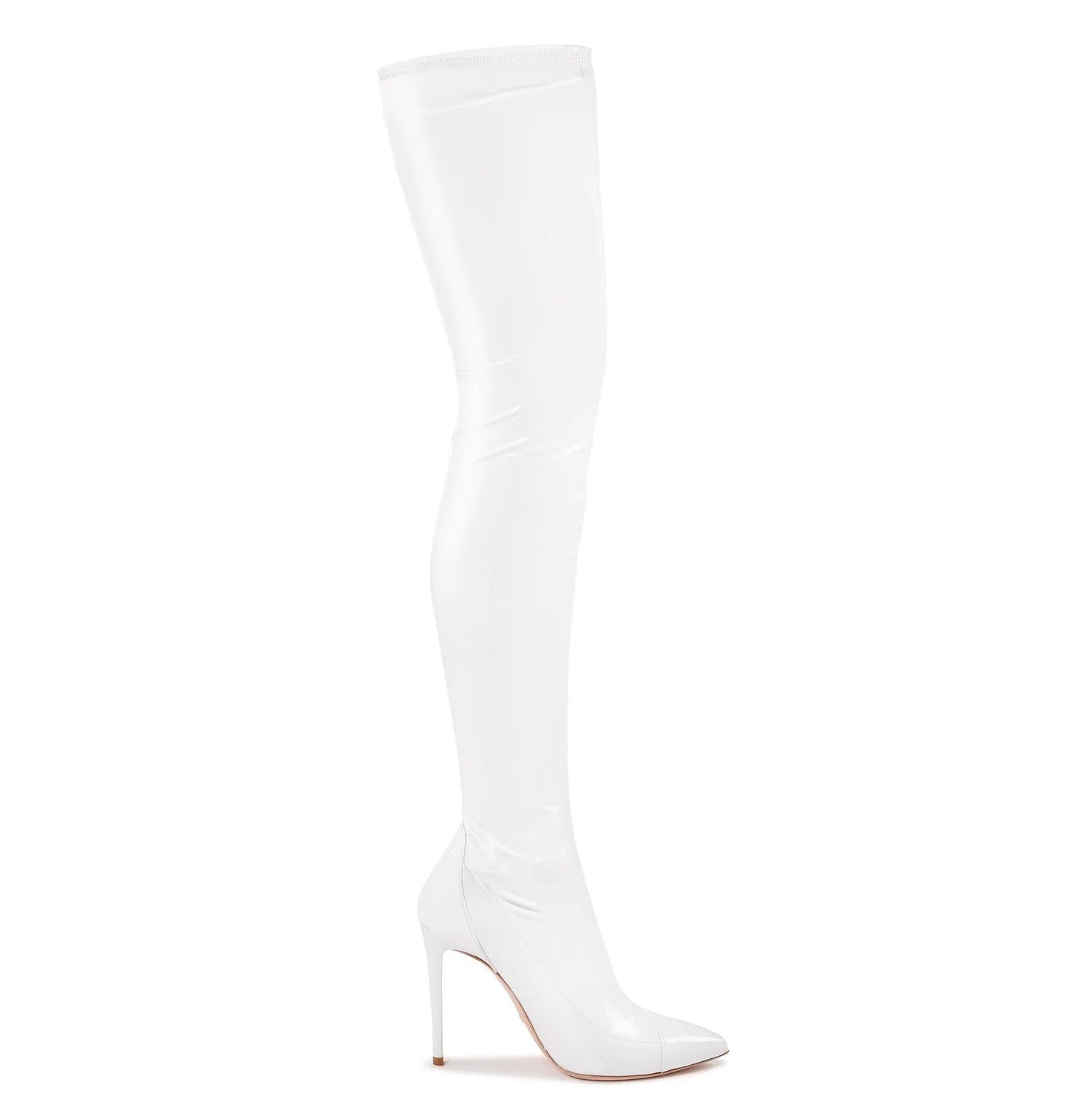 Elisabetta Franchi Elegant Pointed White Boots with Coated Finish