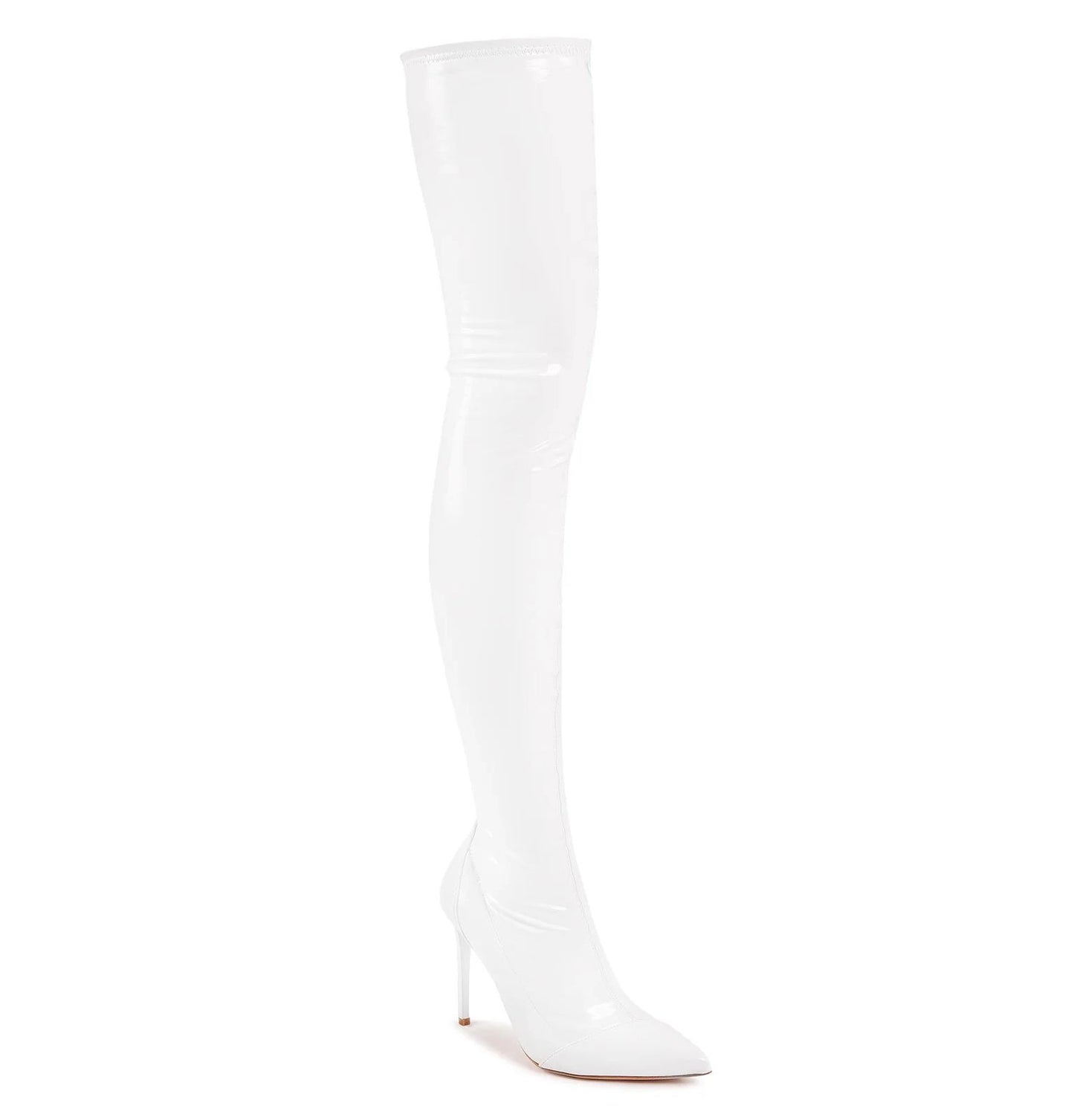 Elisabetta Franchi Elegant Pointed White Boots with Coated Finish