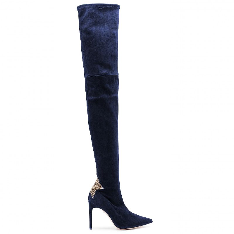 Elisabetta Franchi Blue Calfskin Women Boot