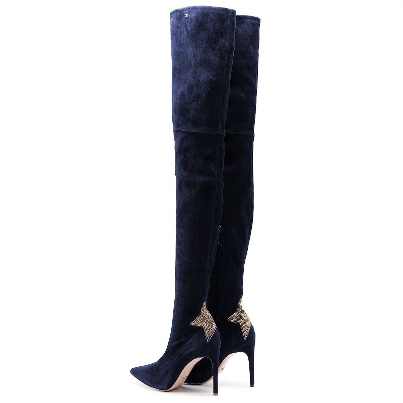 Elisabetta Franchi Blue Calfskin Women Boot