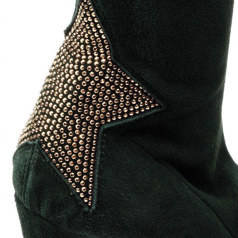 Elisabetta Franchi Chic Suede Calfskin Boots with Rhinestone Heels