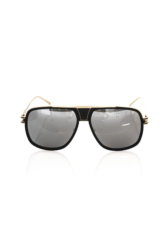 Frankie Morello Black Metallic Fiber Men Sunglass