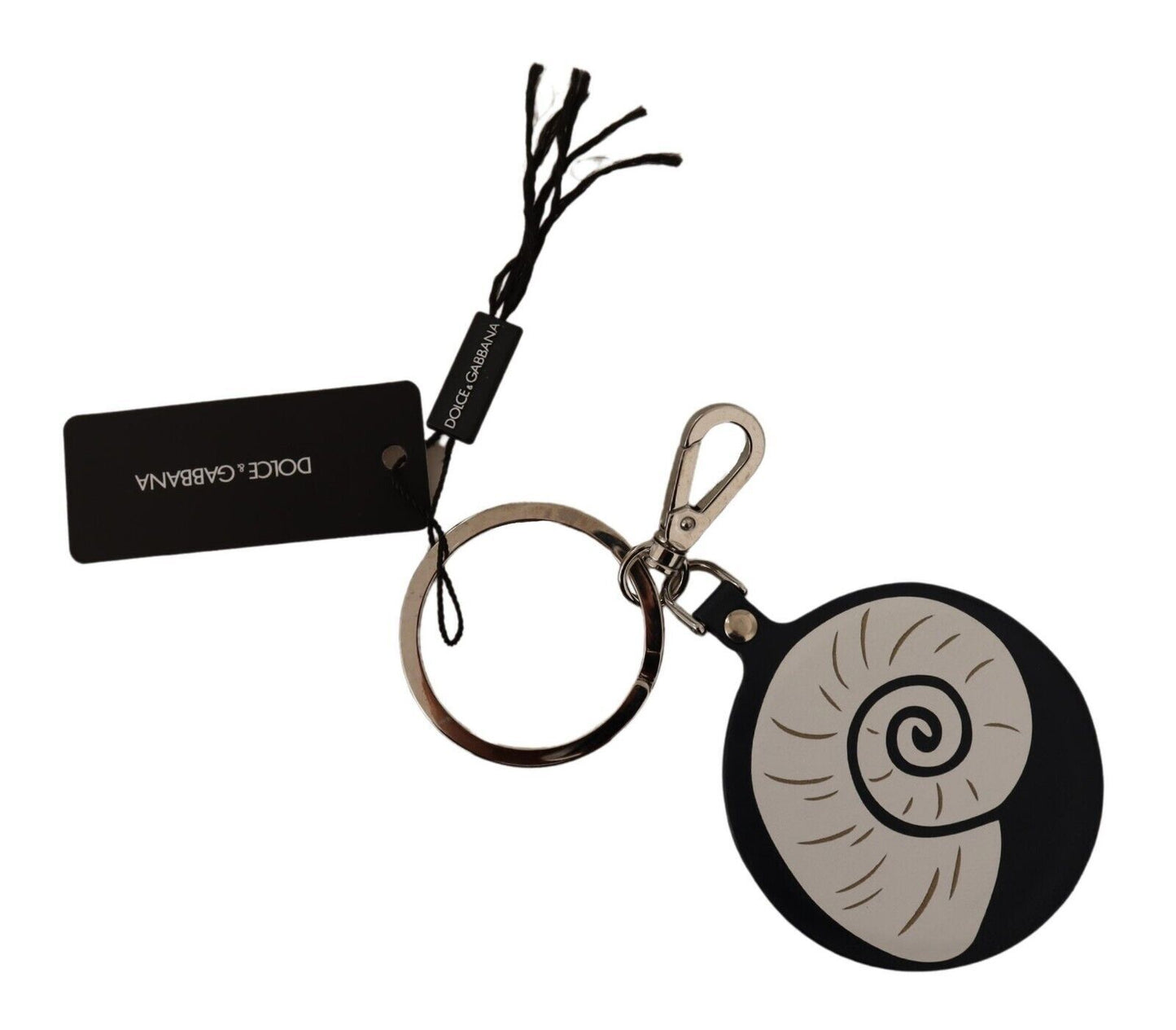 Dolce & Gabbana Elegant Black Leather Designer Keychain