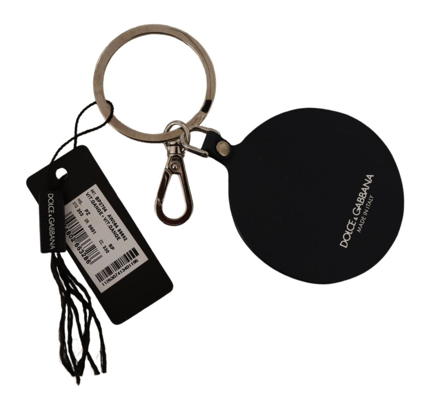 Dolce & Gabbana Elegant Black Leather Designer Keychain