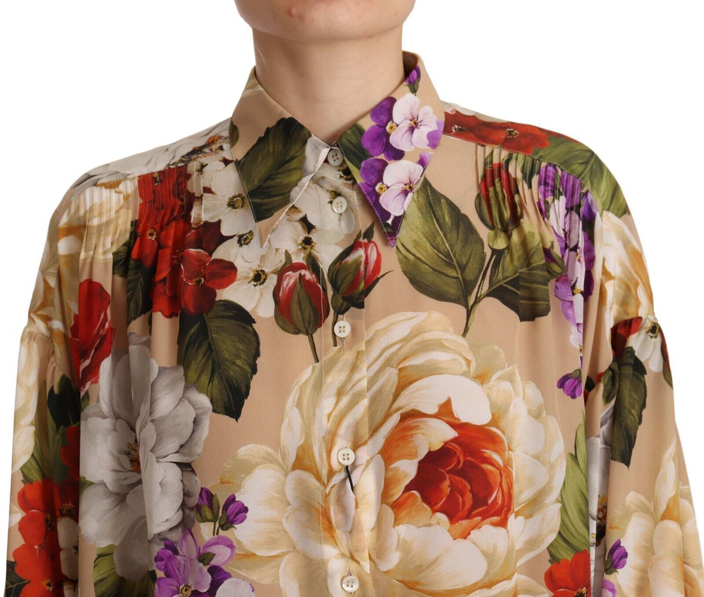 Dolce & Gabbana Elegant Floral Silk Long Sleeve Top