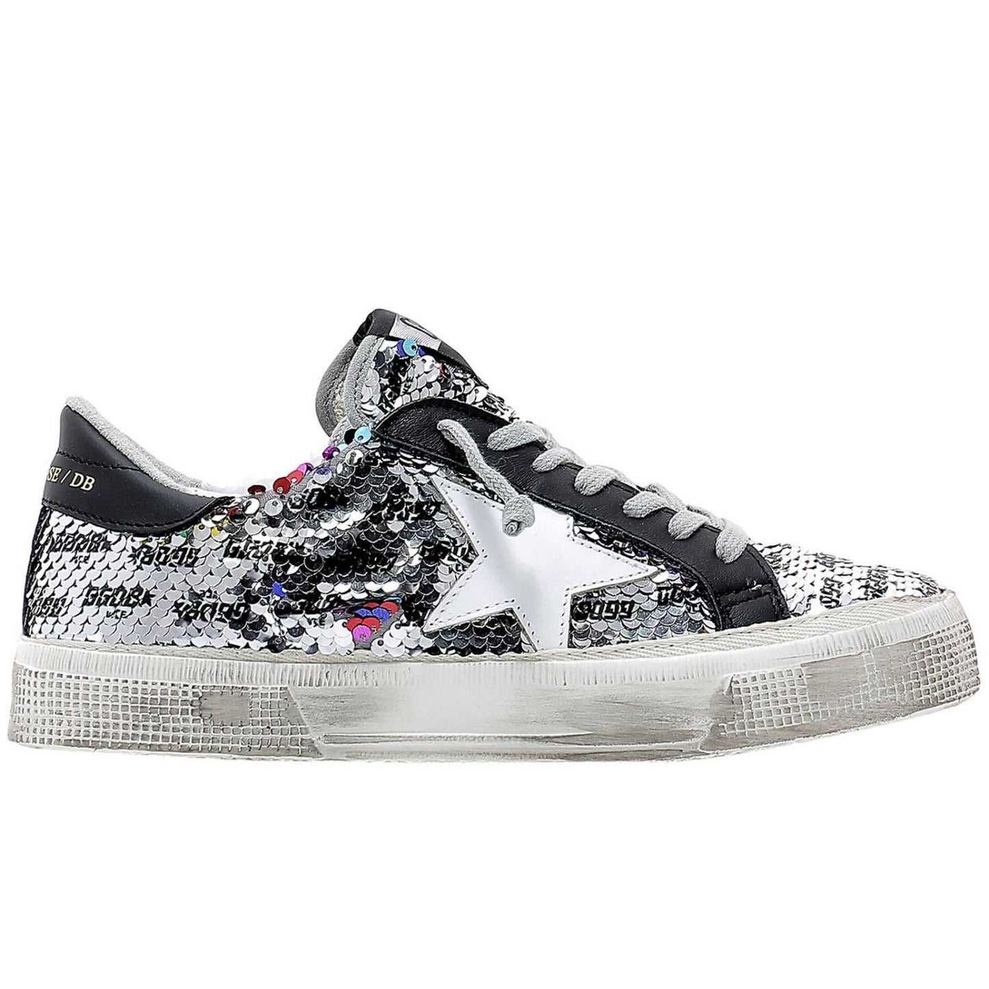 Golden Goose Chic Sequined Calfskin Sneakers in Gray