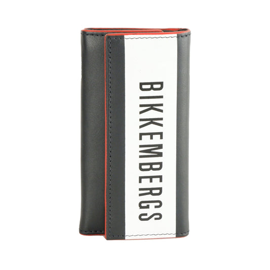 Bikkembergs Black Leather Men Keychain