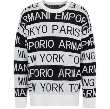 Emporio Armani Chic Monochrome Logo Wool Blend Sweater