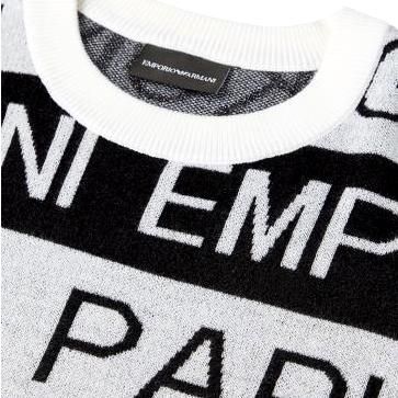 Emporio Armani Chic Monochrome Logo Wool Blend Sweater