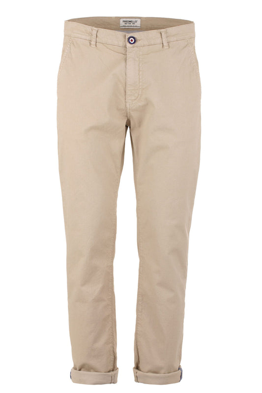 Fred Mello Chic Sand-Colored Cotton Trousers for Men