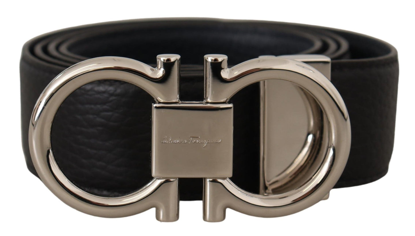 Salvatore Ferragamo Reversible Marine Blue and Black Calf Leather Belt