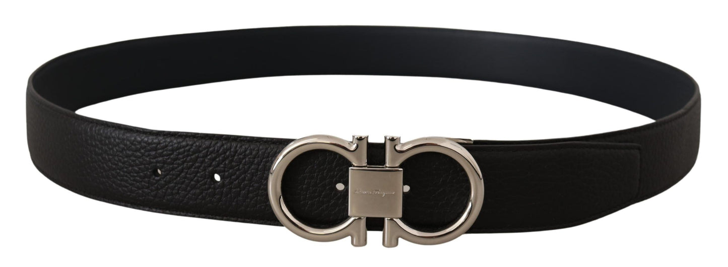 Salvatore Ferragamo Reversible Marine Blue and Black Calf Leather Belt