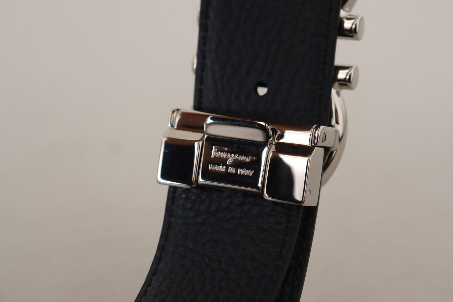 Salvatore Ferragamo Reversible Marine Blue and Black Calf Leather Belt