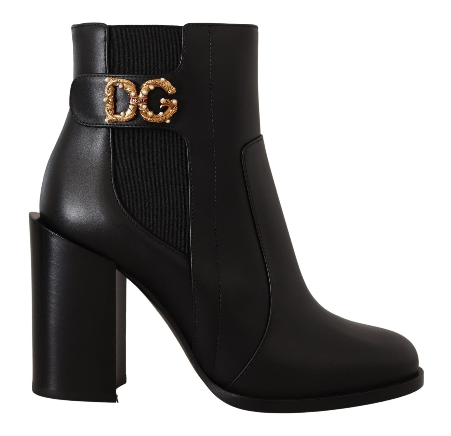 Dolce & Gabbana Black Gold Pearl Embellished Ankle Boots