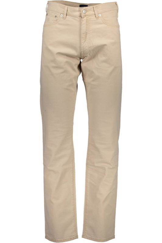 Gant Chic Beige Cotton Trousers with Classic Logo