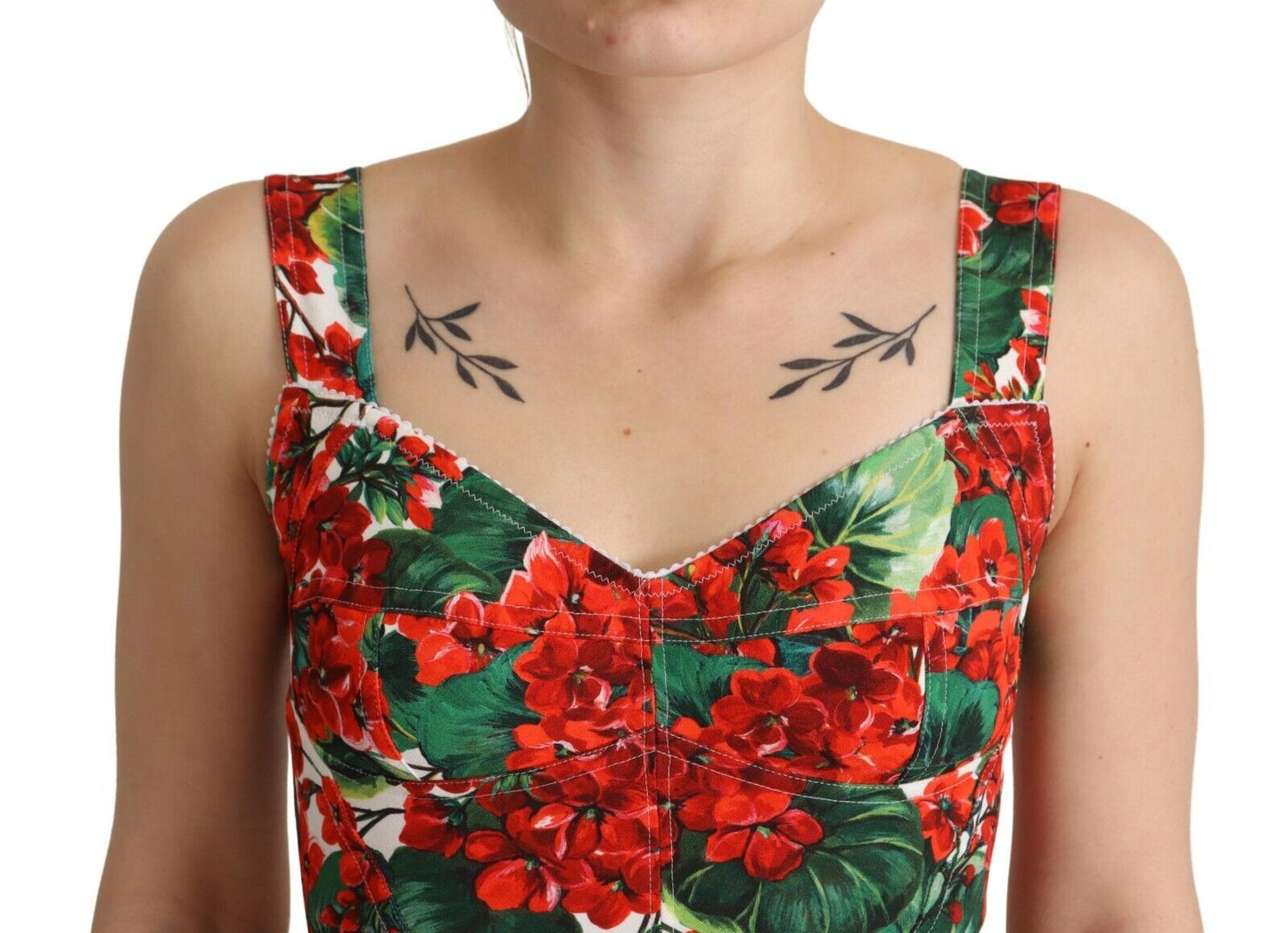 Dolce & Gabbana Elegant Red Cropped Top with Geranium Print