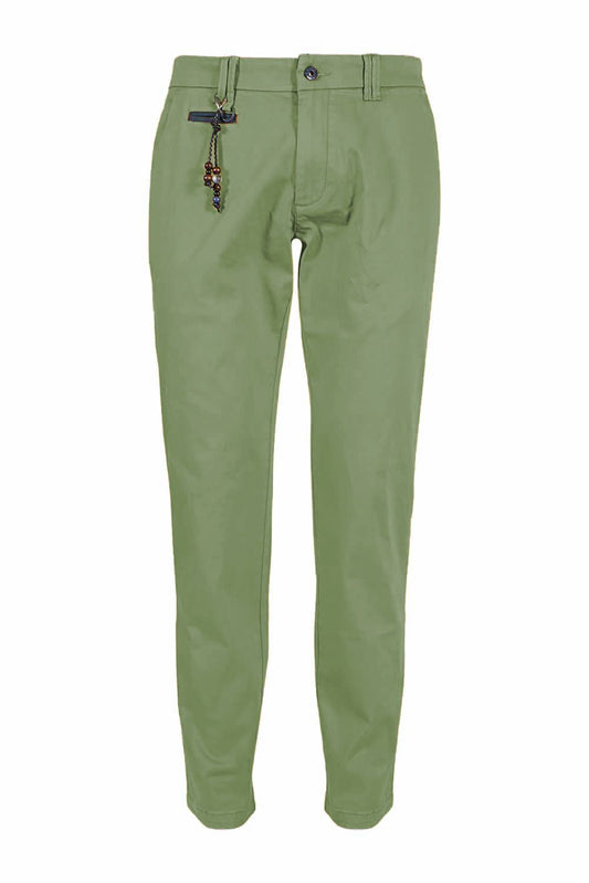 Yes Zee Green Cotton Men Trouser