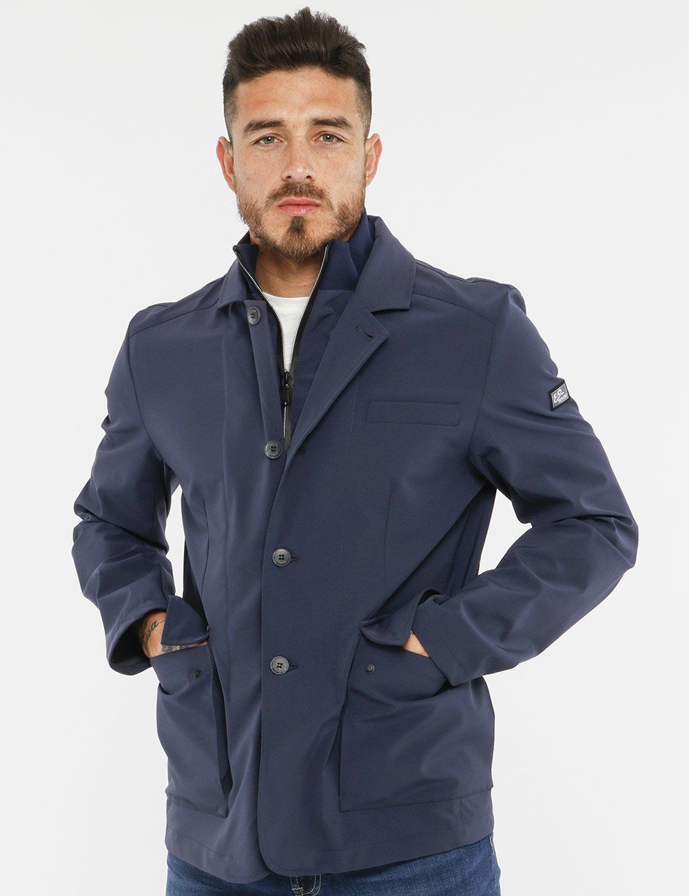 Yes Zee Blue Polyester Men's Jacket