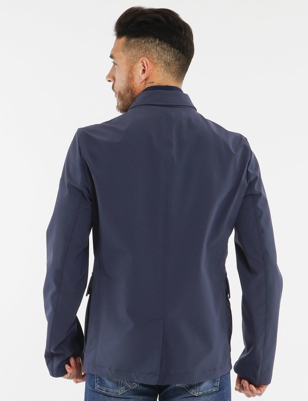 Yes Zee Blue Polyester Men's Jacket