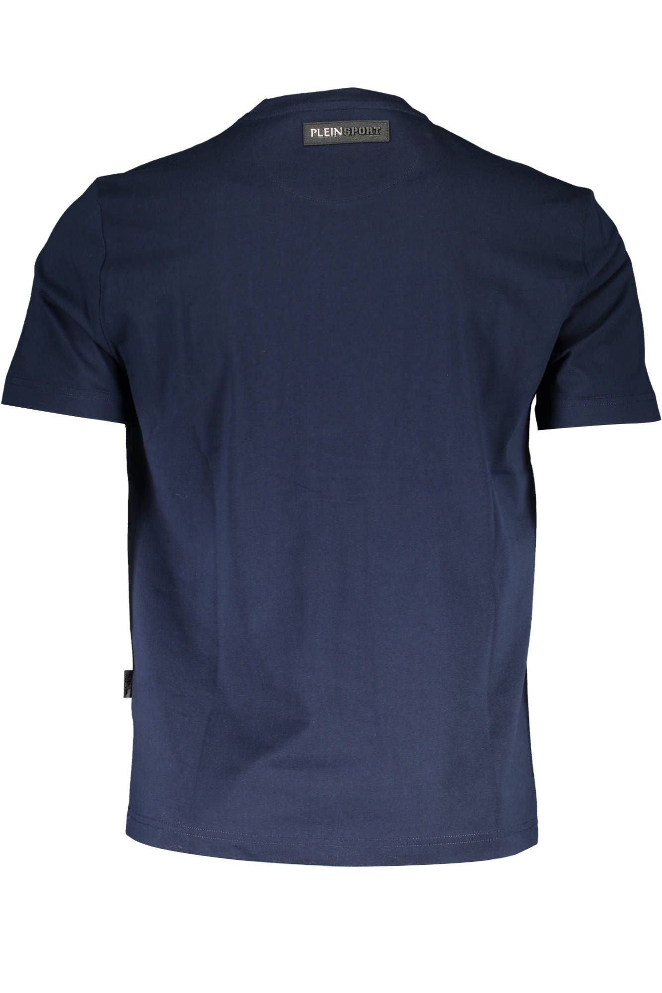 Plein Sport Blue Cotton Logo Tee with Round Neck