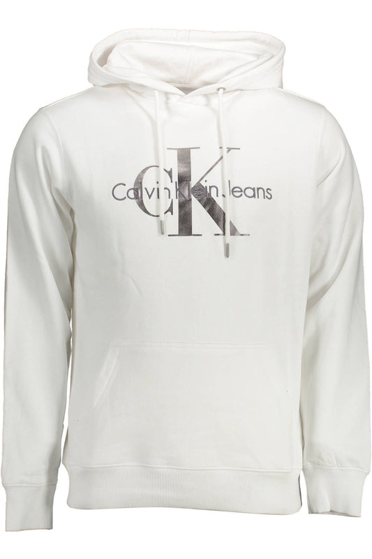 Calvin Klein Elegant White Hooded Organic Sweater