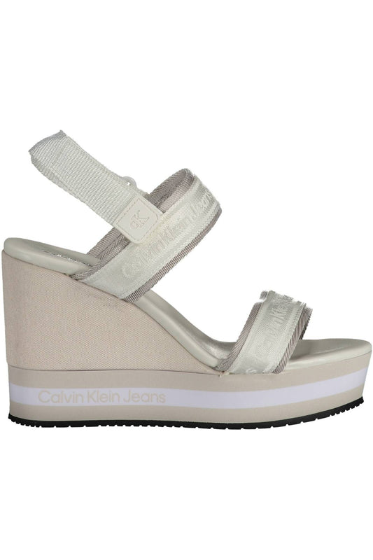 Calvin Klein Chic White Ankle-Strap Wedge Sandals