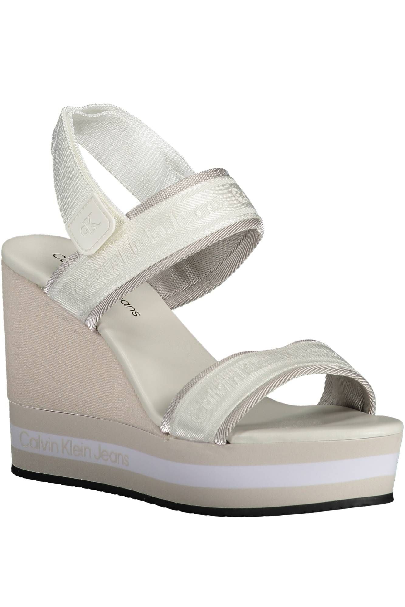 Calvin Klein Chic White Ankle-Strap Wedge Sandals