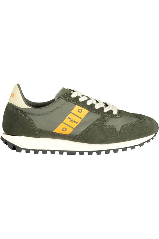 Blauer Sleek Green Sports Sneakers with Contrasting Details