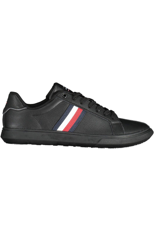 Tommy Hilfiger Sleek Black Lace-Up Sneakers with Contrast Details