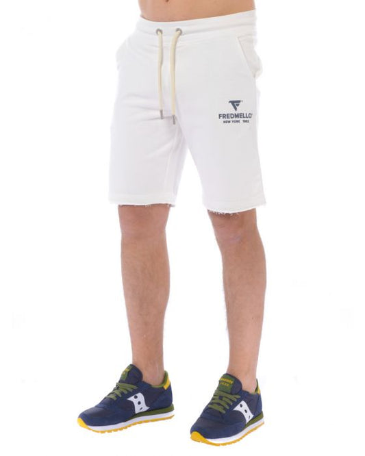 Fred Mello White Cotton Men Short