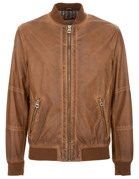 Fred Mello Brown Faux Leather Men Jacket