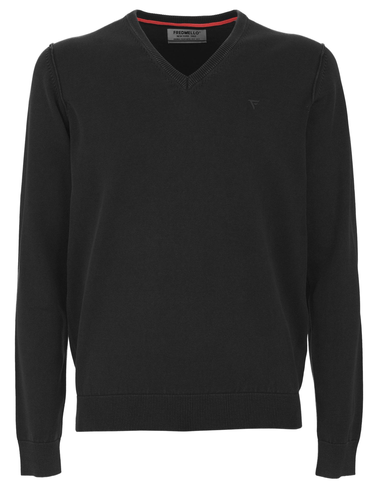 Fred Mello V-Neck Cotton Sweater with Distressed Detail