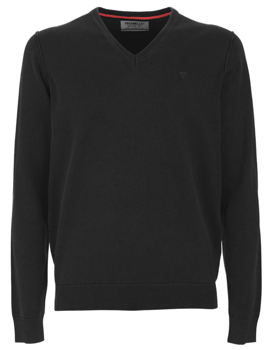 Fred Mello Black Cotton Men Sweater