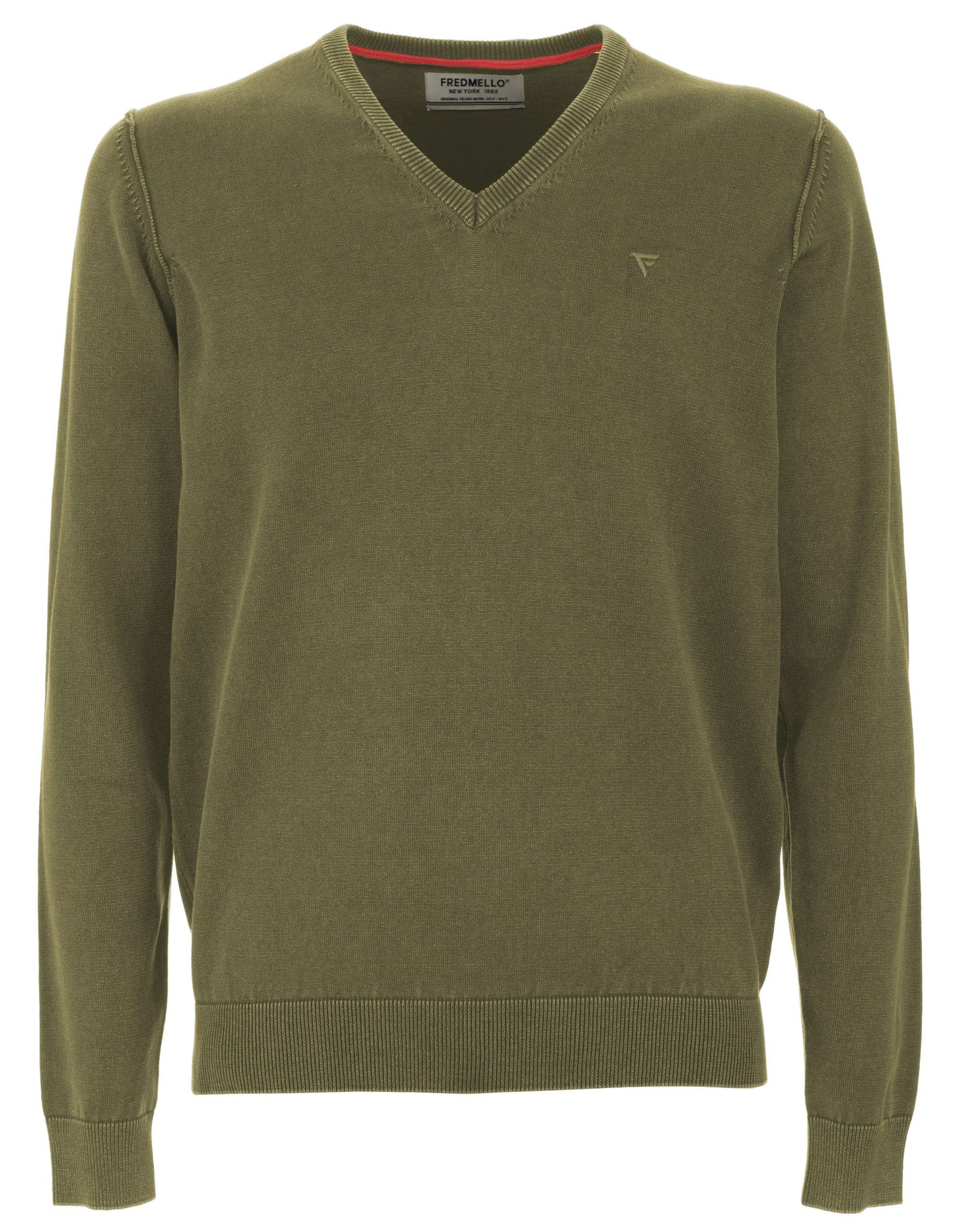 Fred Mello Vintage V-Neck Cotton Sweater - Green