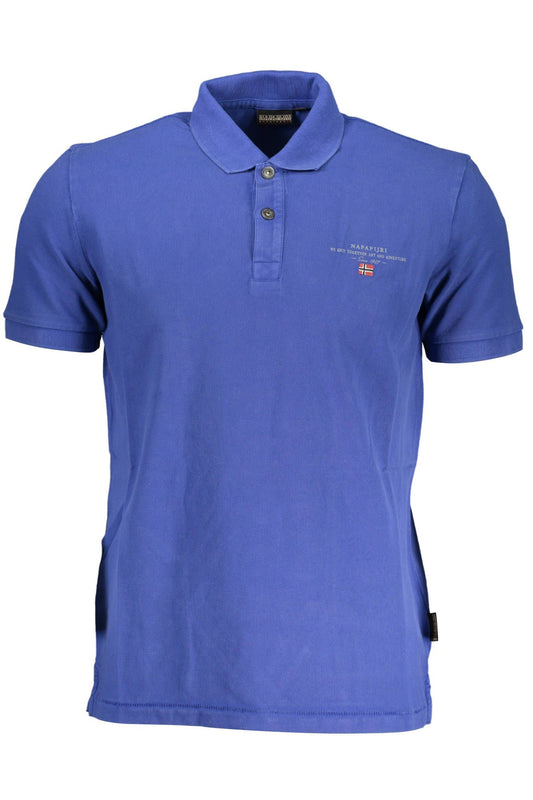 Napapijri Elegant Blue Cotton Polo Shirt with Embroidery