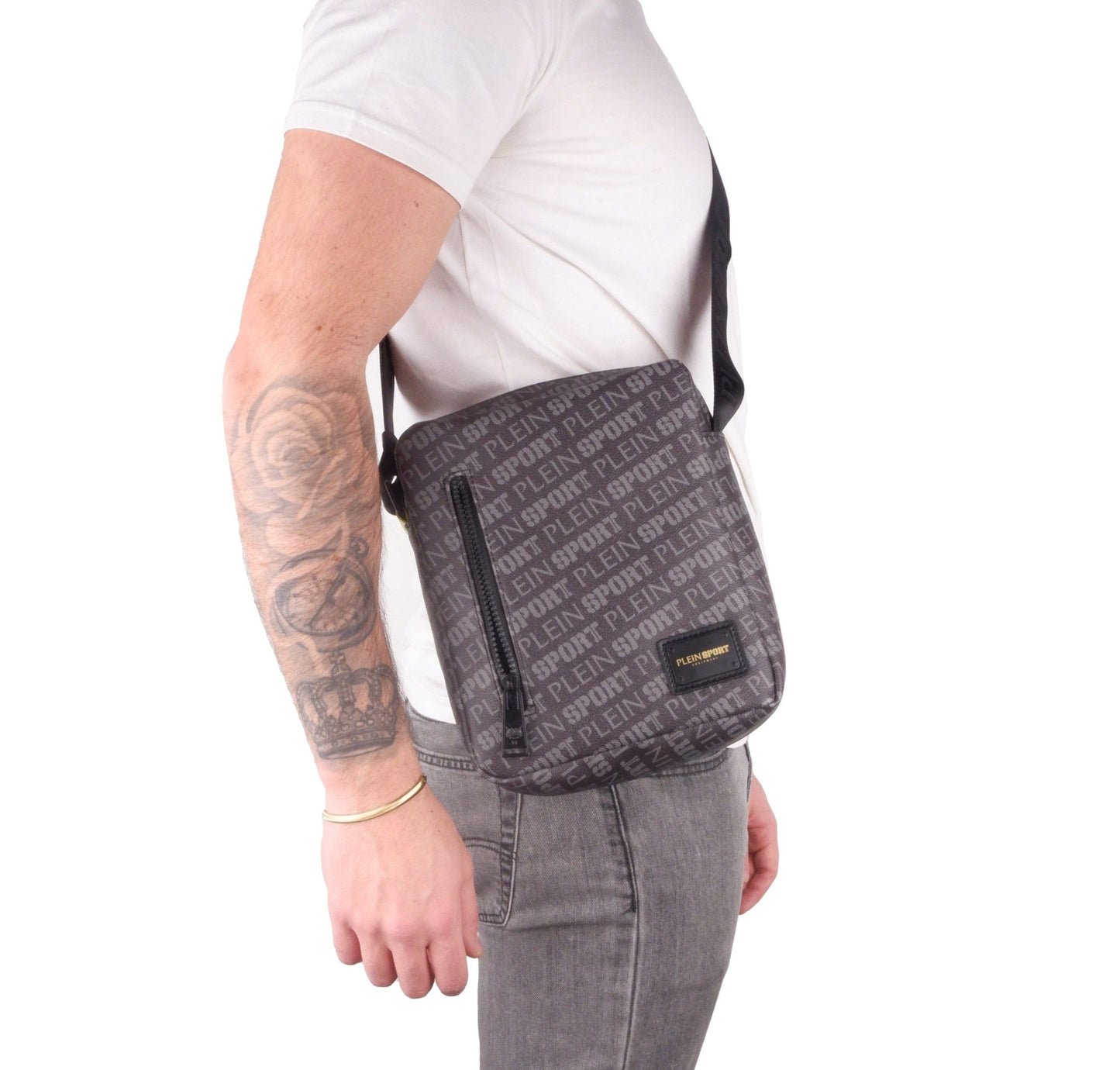 Plein Sport Black Polyamide Men Messenger Bag