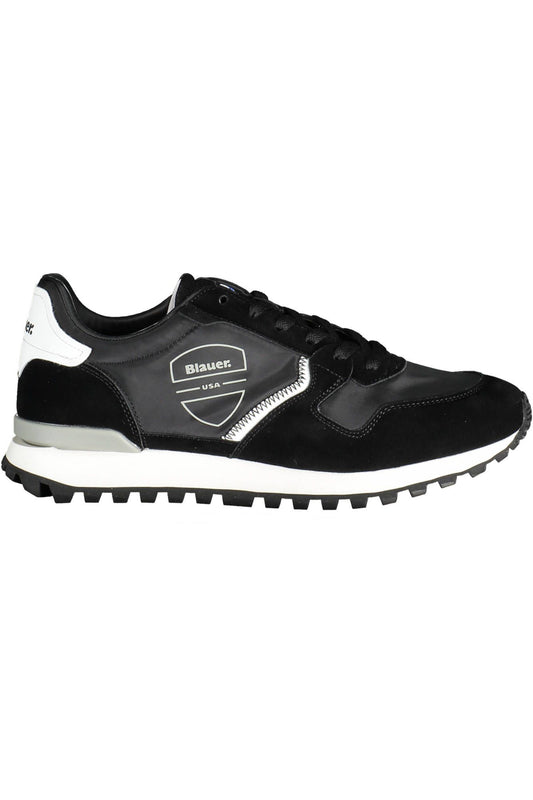 Blauer Sleek Black Sports Sneakers with Contrasting Details