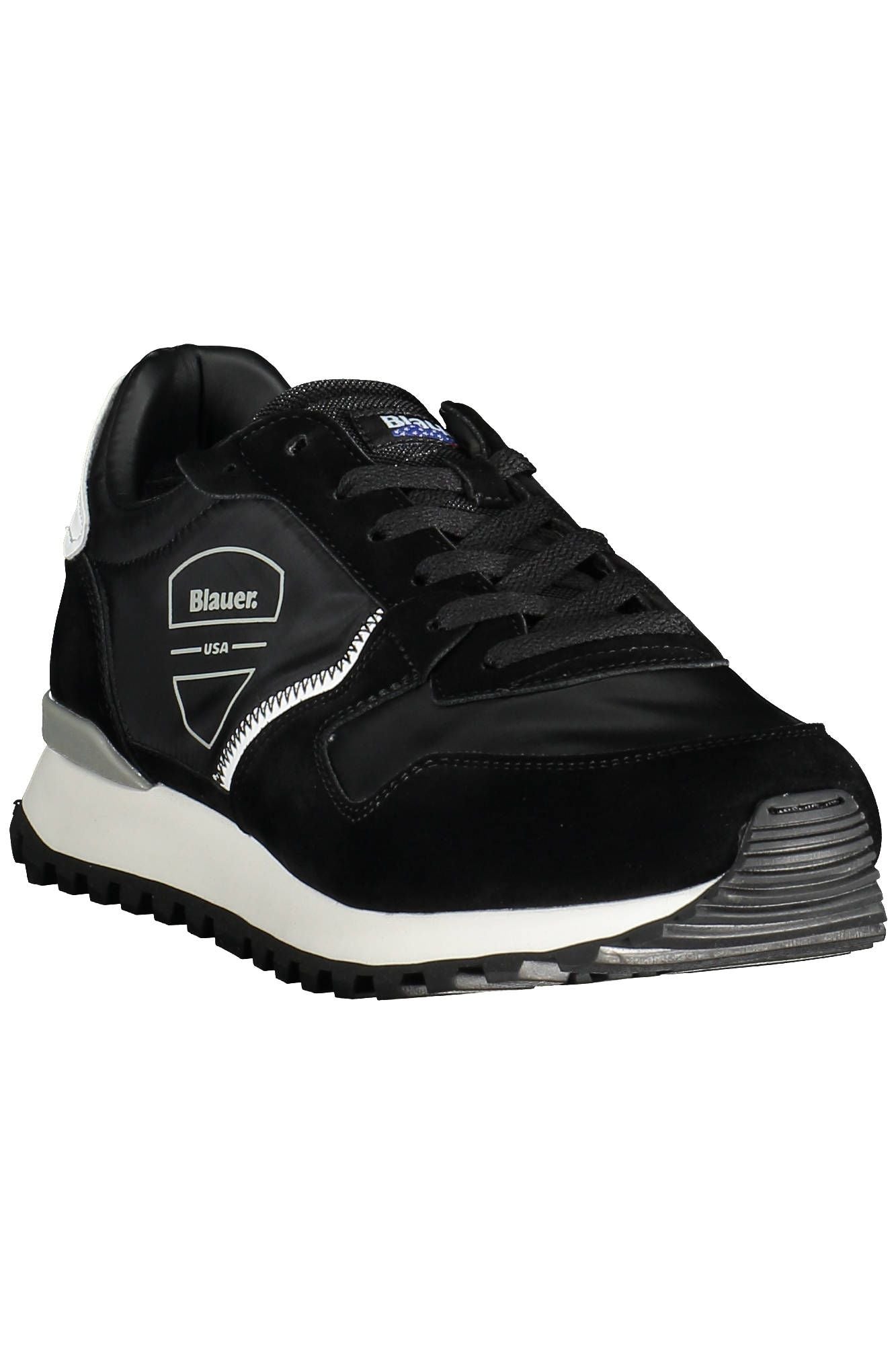 Blauer Sleek Black Sports Sneakers with Contrasting Details