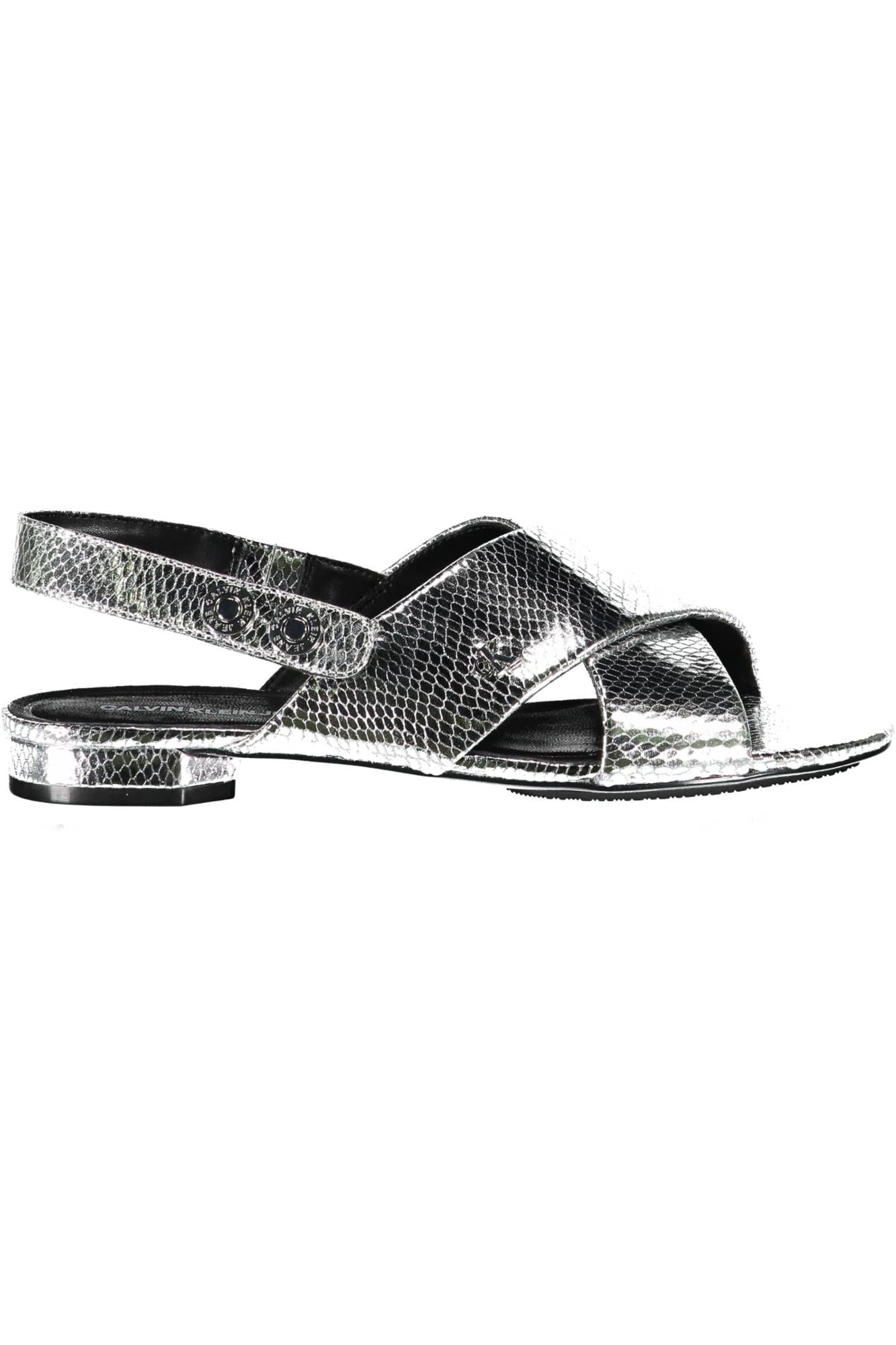 Calvin Klein Elegant Silver Cross-Front Flat Sandals