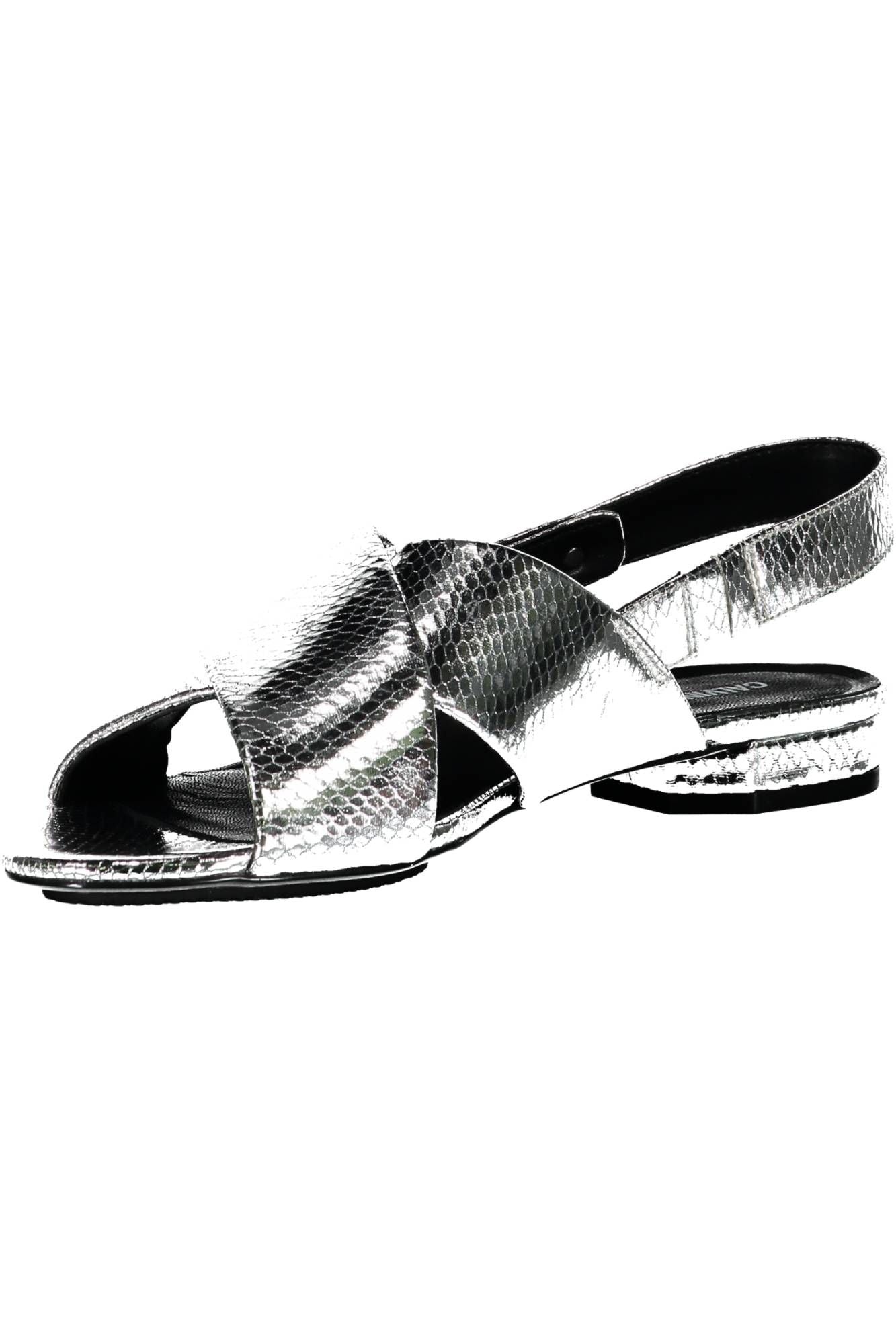 Calvin Klein Elegant Silver Cross-Front Flat Sandals