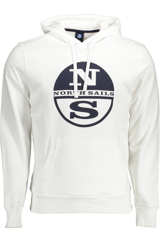 North Sails Chic White Cotton Hooded Sweatshirt with Logo Print