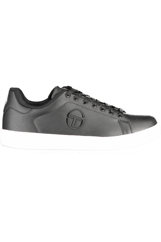 Sergio Tacchini Sleek Black Sneakers with Embroidery