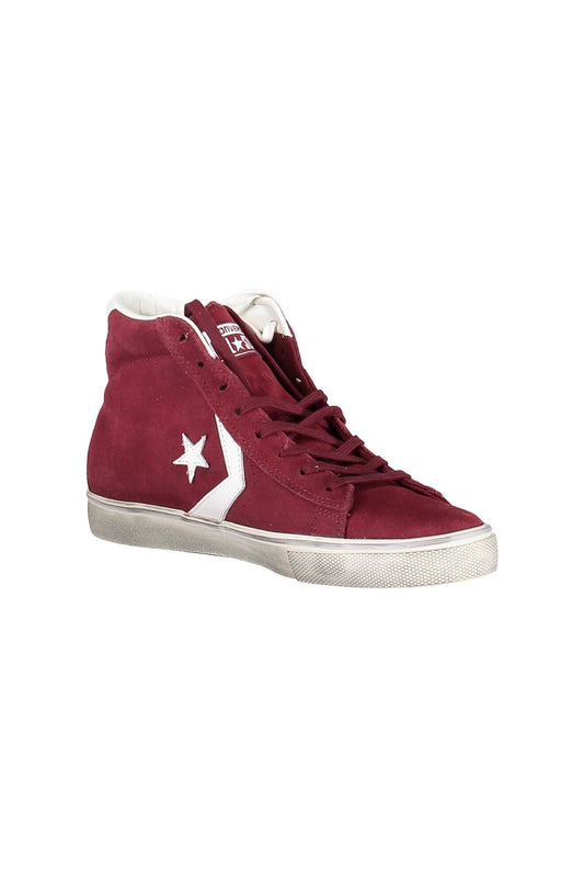 Converse Red Leather High-Top Sneakers with Contrast Sole