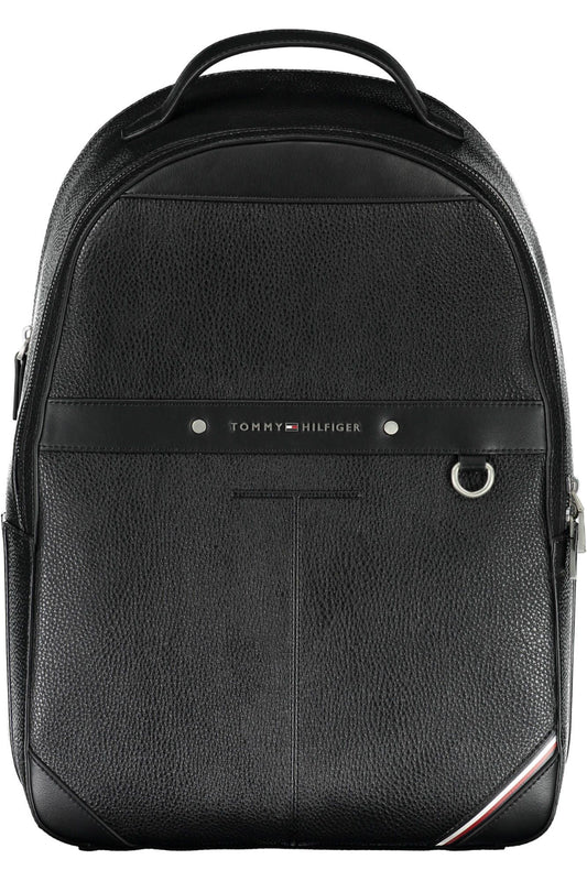 Tommy Hilfiger Black Polyurethane Men Backpack